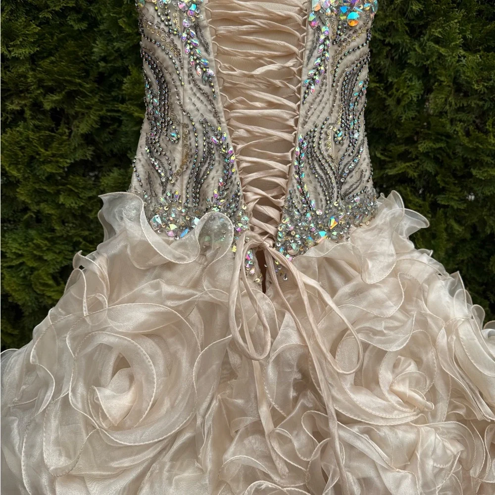 Quinceañera Champagne Strapless dress - Picture 10 of 16